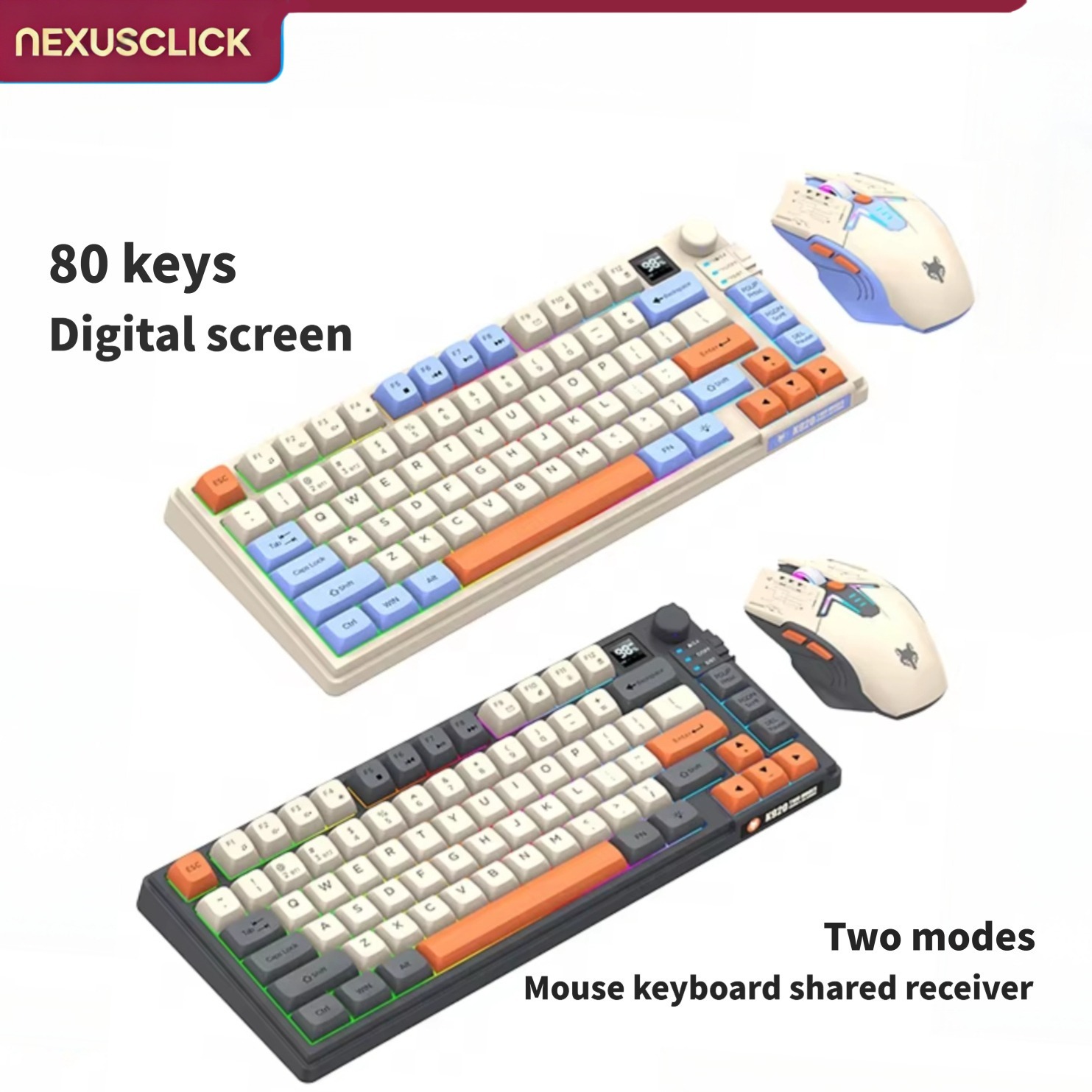 Gaming Keyboard And Mouse Combo Wireless - 넥서스클릭 듀얼 모드 키보드 마우스 콤보(화면