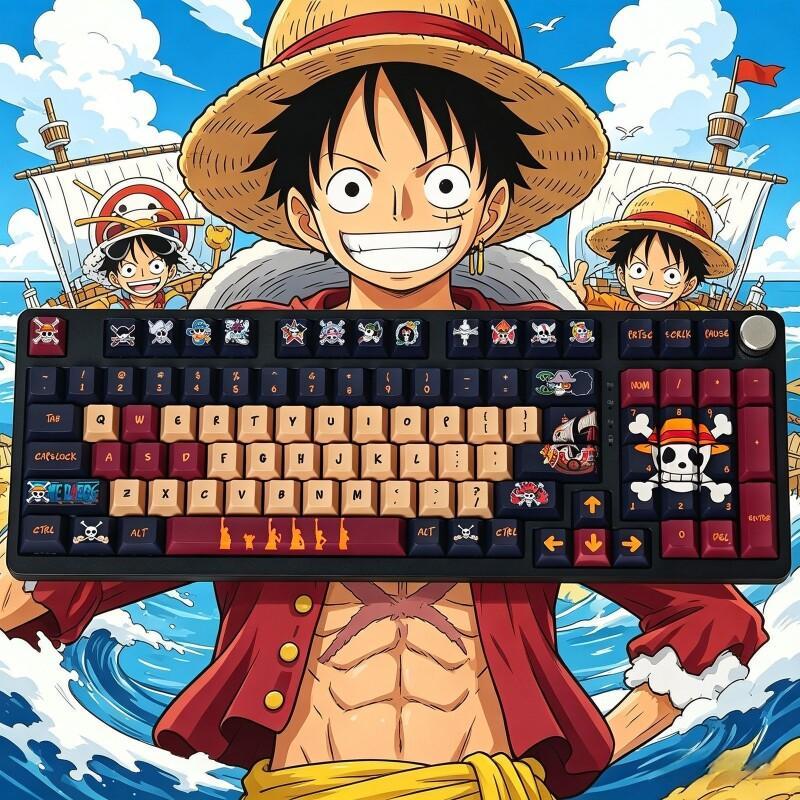 Gaming Keyboard Ergo - 반다이 원피스 몽키 D. 루피 키캡