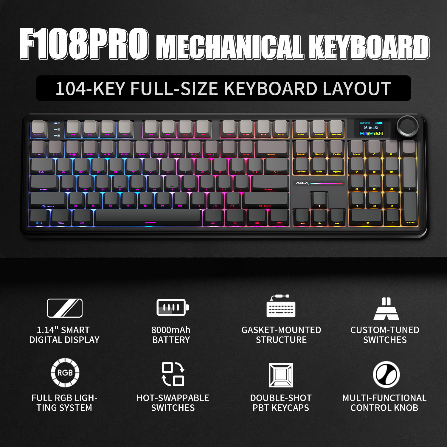 Gaming Keyboard Corsair - AULA F108 PRO 기계식 키보드 커스텀