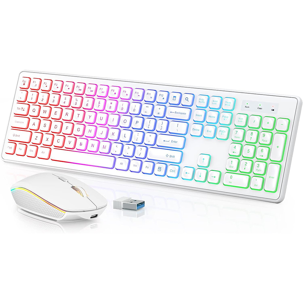 Gaming Keyboard Mouse Combo - 백라이트 무선 키보드 및 마우스, 조용한