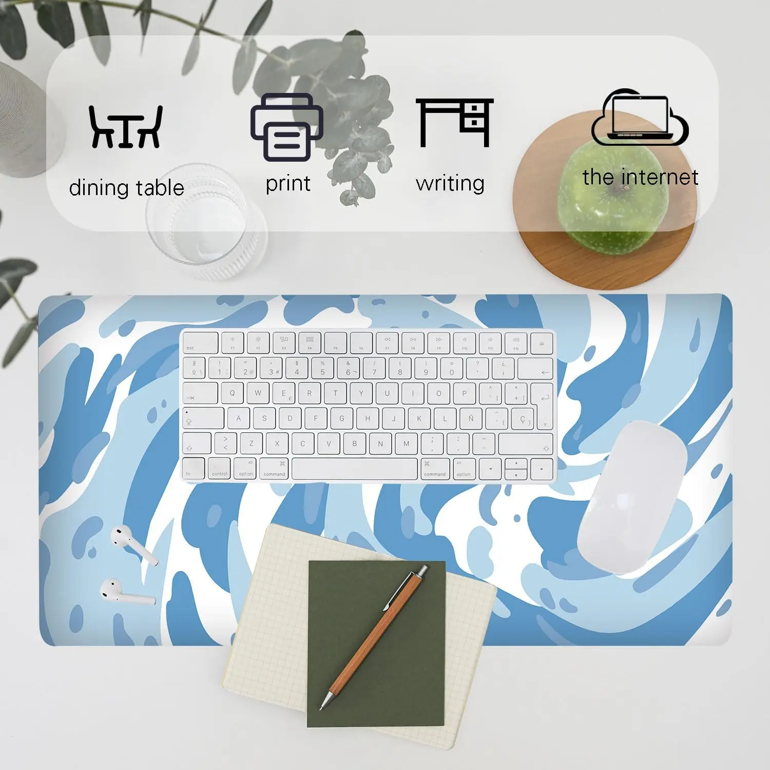 연하늘색 카모 스월 패턴 게이밍 마우스 패드, 미끄럼  - Gaming Keyboard Blue 리뷰 및 가격