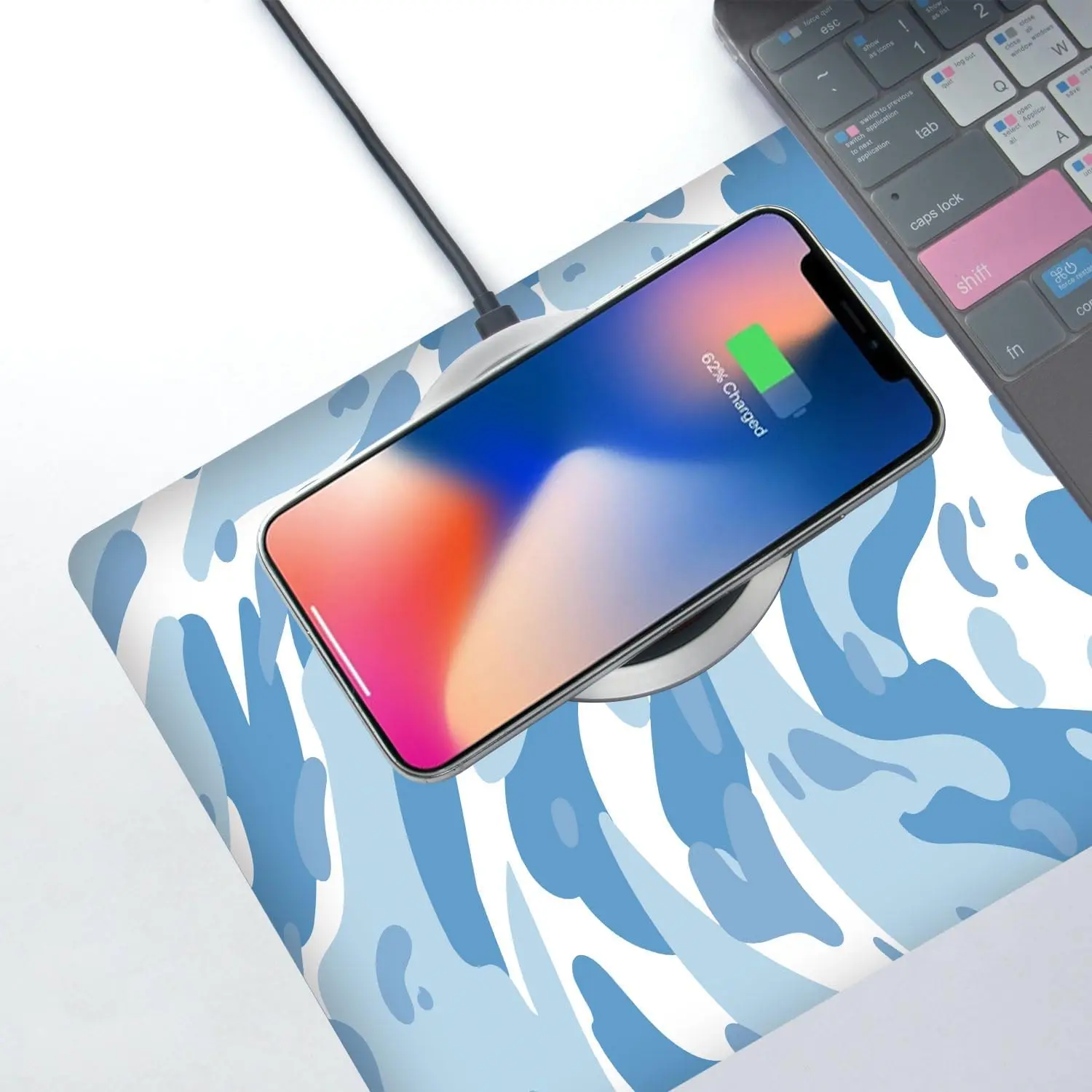 연하늘색 카모 스월 패턴 게이밍 마우스 패드, 미끄럼  - Gaming Keyboard Blue 리뷰 및 가격