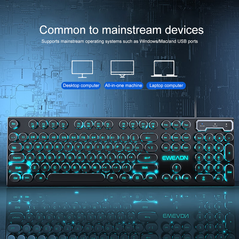 EWEADN 타자기 게임용 키보드, 104 키, 레트로 - Gaming Keyboard Blue 리뷰 및 가격