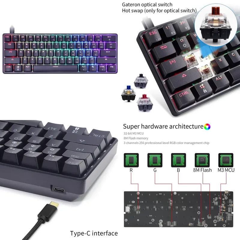 드롭쉬핑 스카이룽 GK61 SK61 RGB 60% 미니 - Gaming Keyboard Mechanical 리뷰 및 가격